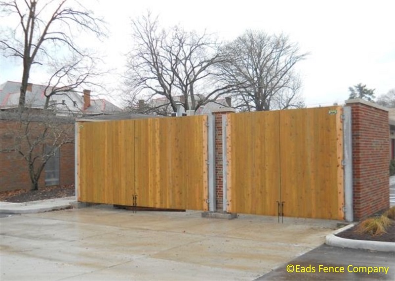 Dumpster Enclosure with Metal Posts and Welded Barrel Hinges