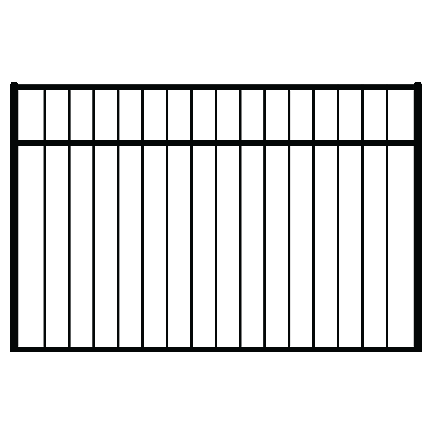 A graphic of an aluminum drop rail fence