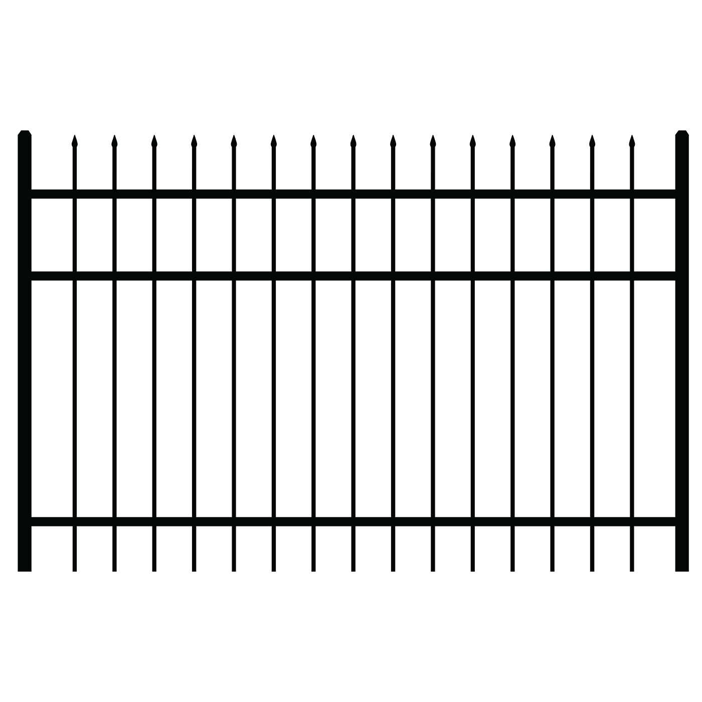 A graphic of an aluminum E1 Spear Top fence