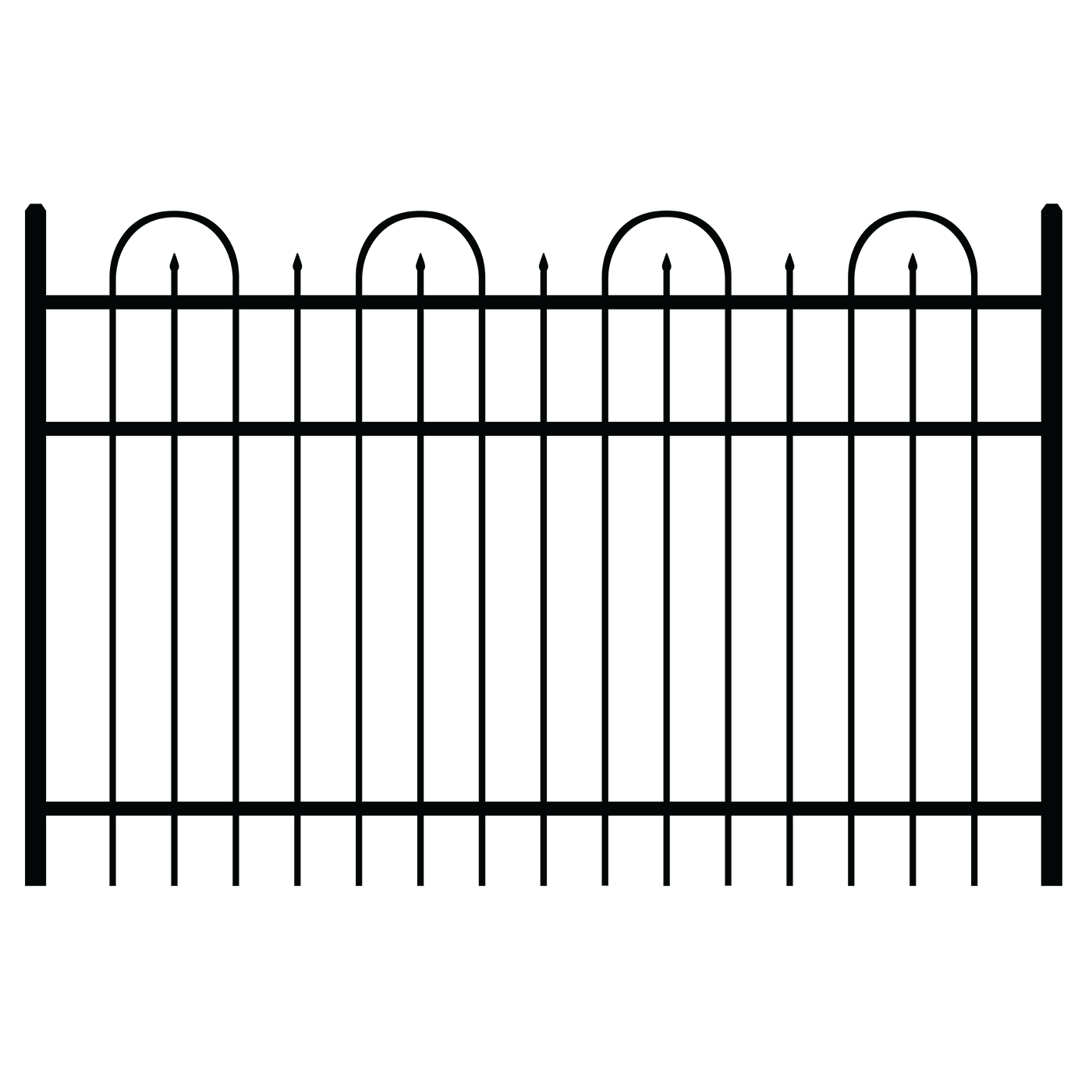 A graphic of an aluminum E12 Hoop & Spear fence