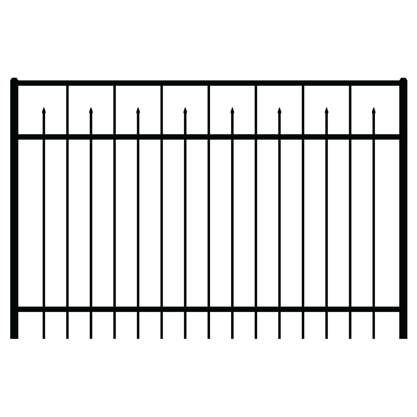 A graphic of an aluminum E3 Boxed Spear fence