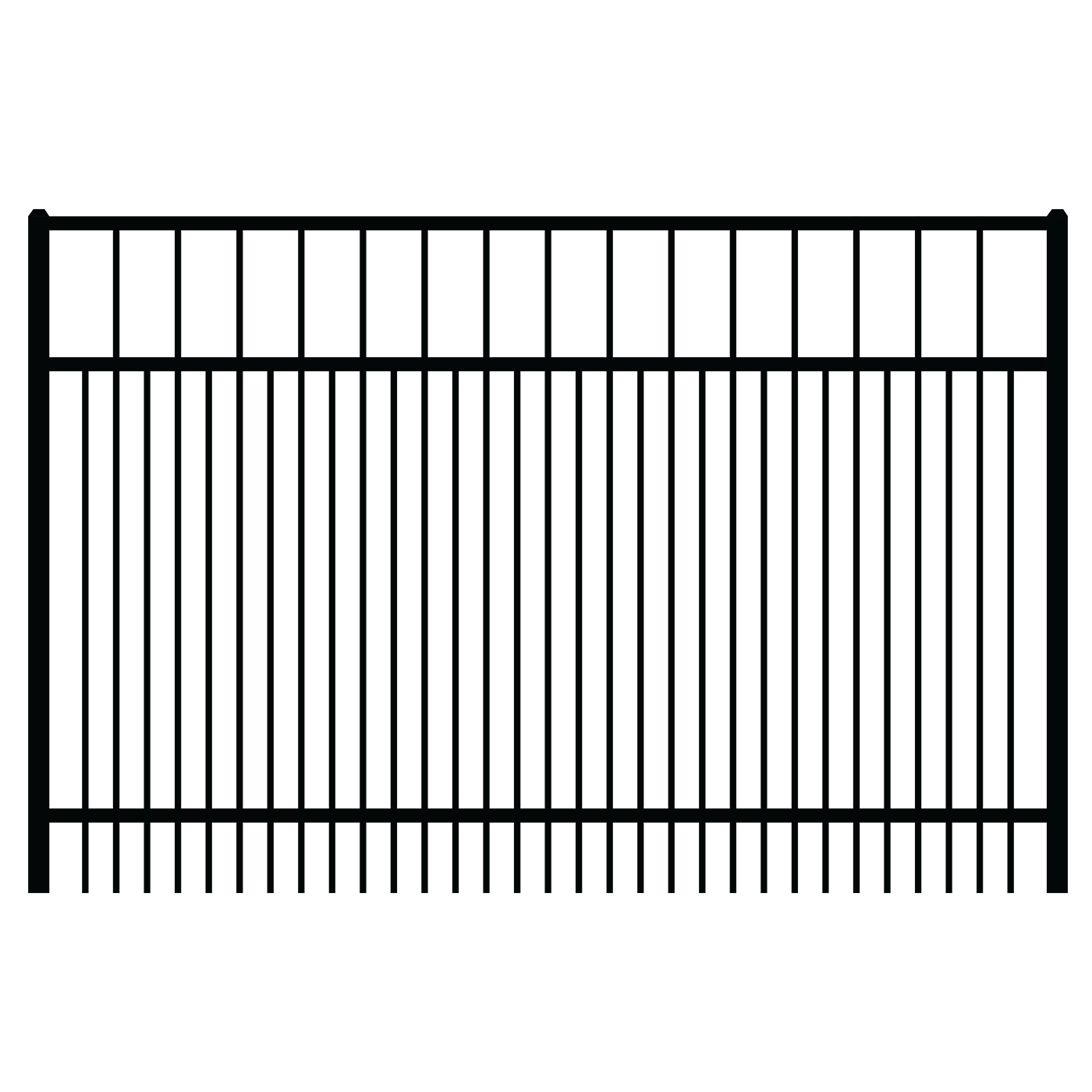 A graphic of an aluminum E7 Double Picket fence
