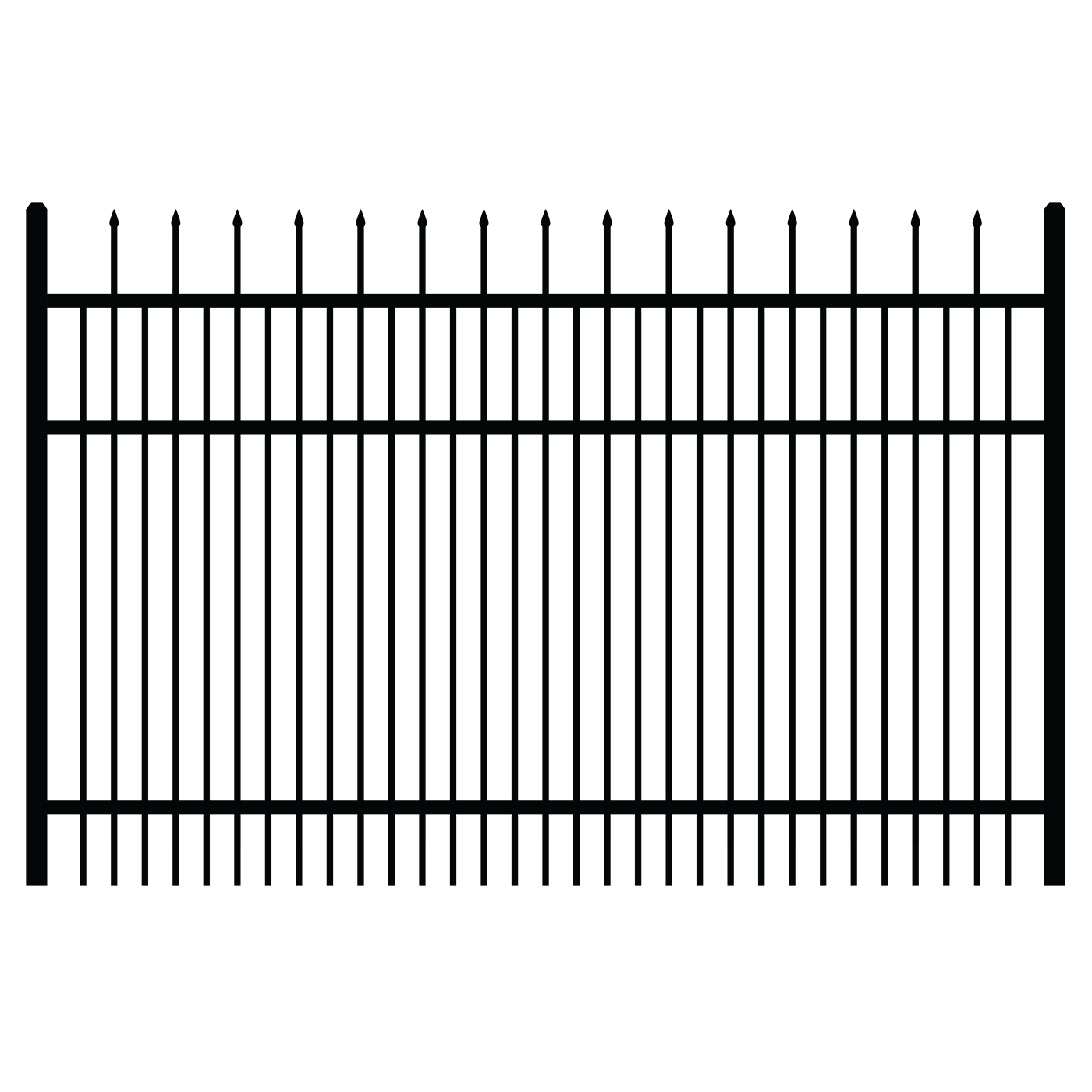 A graphic of an aluminum E8 Double Picket Spear fence